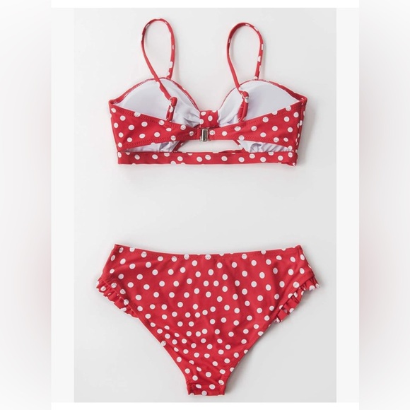 CUPSHE Women's Polka Dot Cutout Ruffles Back Hook Closure Bikini Sets- Size M - Picture 6 of 10
